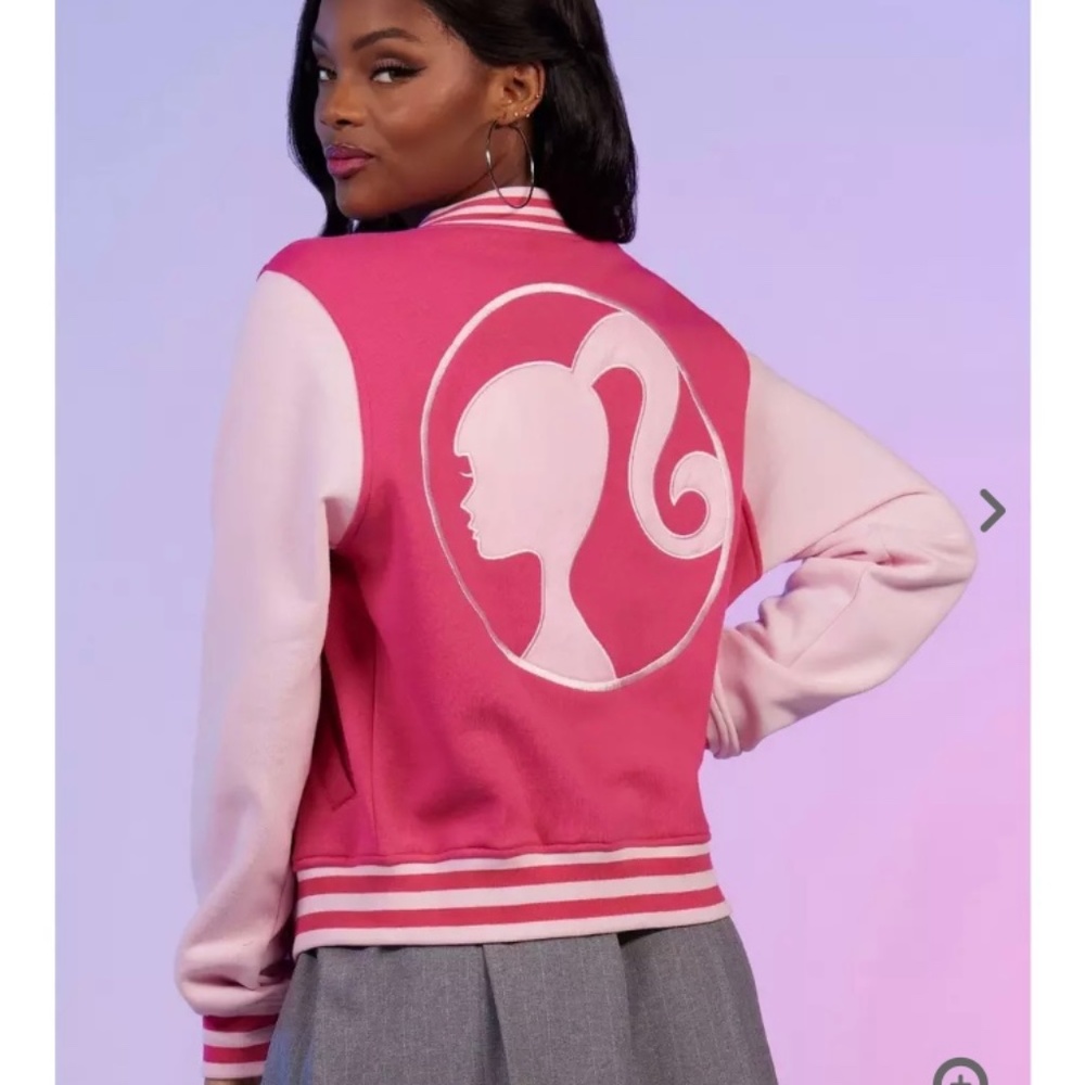 Barbie Varsity Jacket Hot Topic NWT Pink Coat Size M